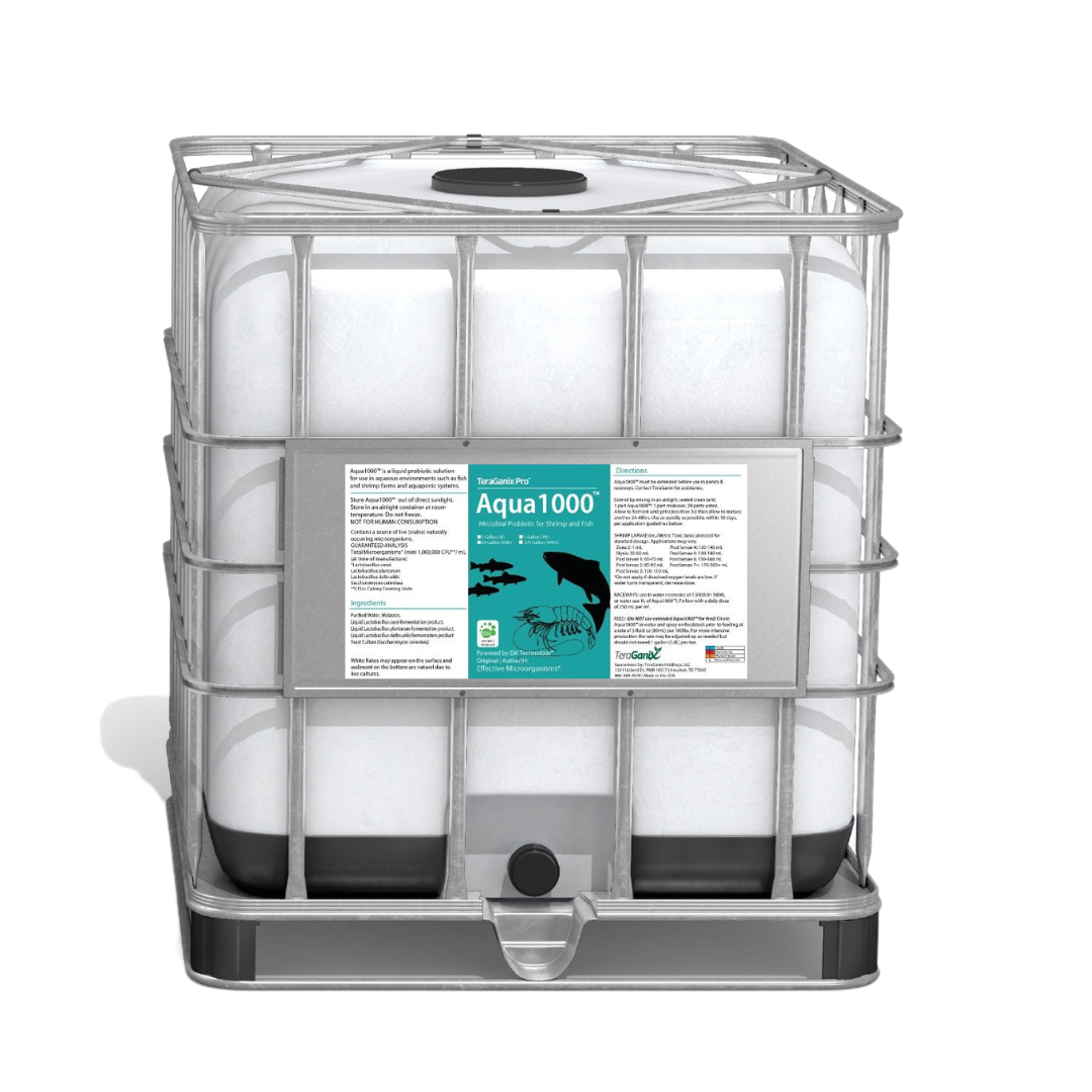 Aqua1000 liquid probiotic for shrimp and fish farms