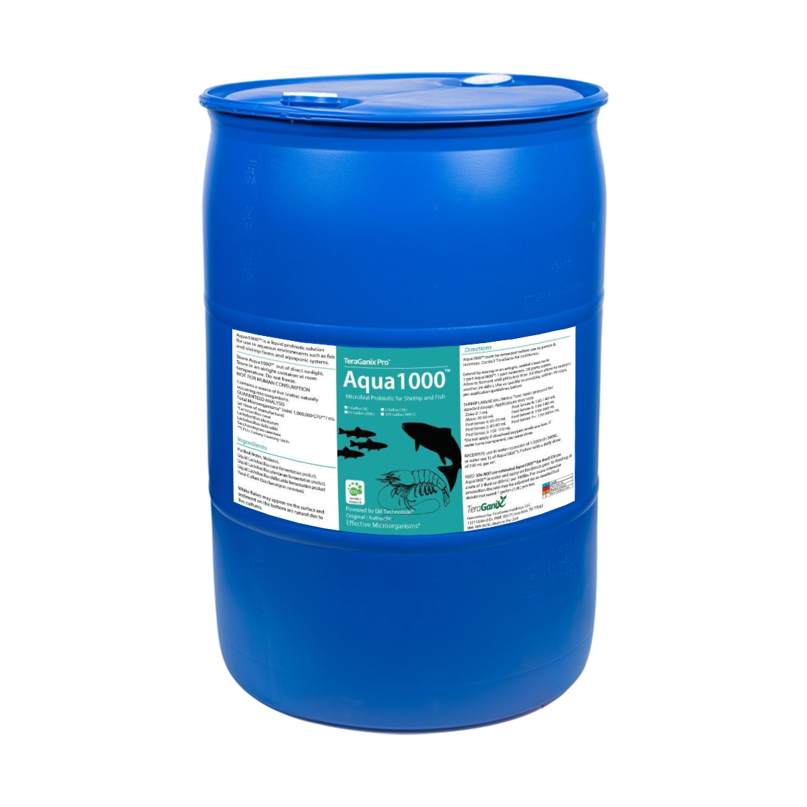 Aqua1000 liquid probiotic for shrimp and fish farms